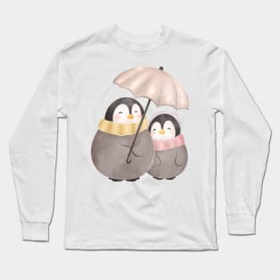 Cute umbrella penguins Long Sleeve T-Shirt